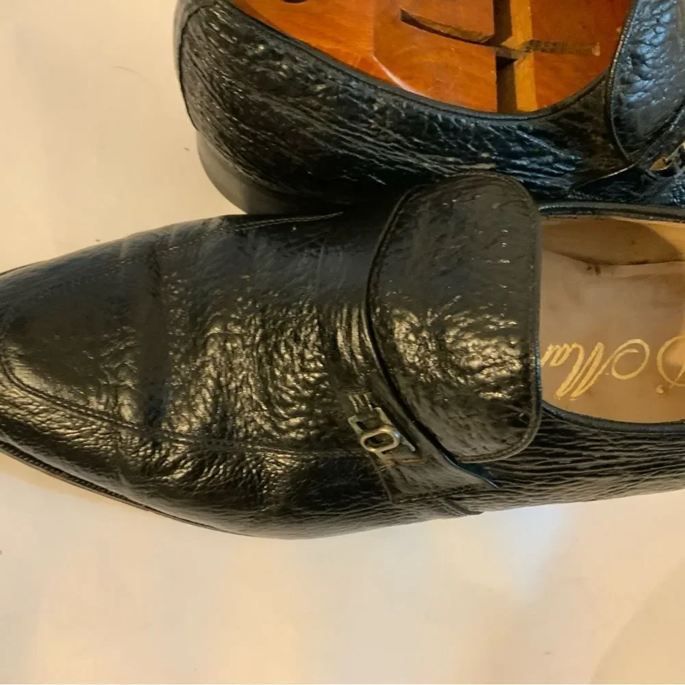 Rare Vintage D’Marco Mens Black Embossed Slip On Loafers Shoes US Sz 9.5M